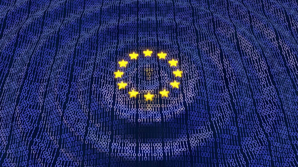 GDPR in binary numbers with EU star circle