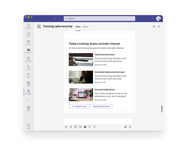 Getting training announcements through Teams