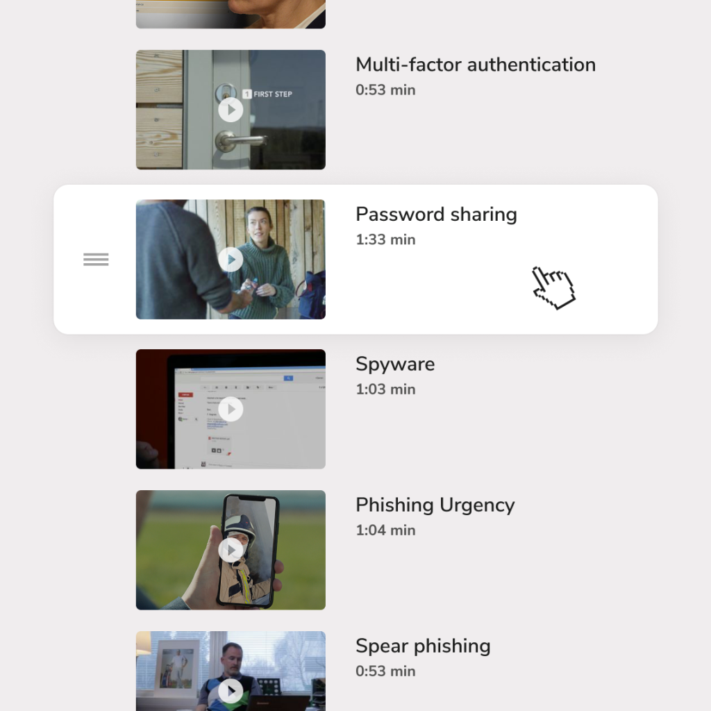 Overview of training lessons in the compliance security awareness training